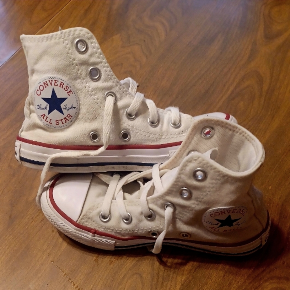 White High Top Converse Sneakers - Kid's Size 11
